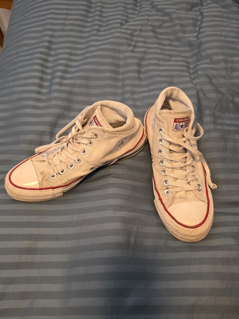 Converse All Star White High-Top Sneakers with Red Trim